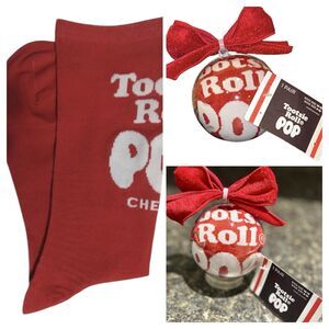 Tootsie Roll POP 1 Unisex Pair Crew Socks In A Christmas Ornament Size 6-12
